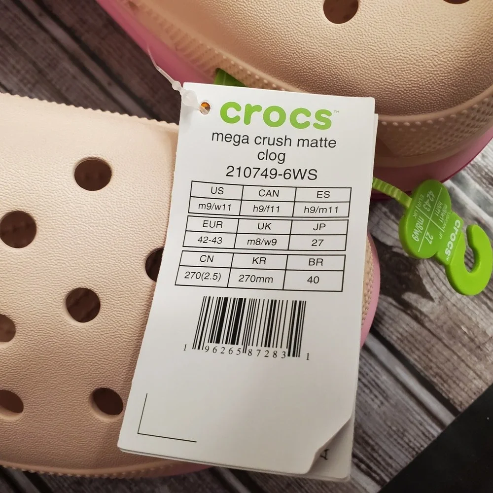 Crocs Mega Crush Matte Platform Clogs 210749-209 Womens 11 Mens 9 Beige Pink - Picture 12 of 12